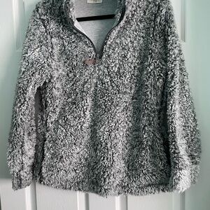 Weatherproof Vintage 1/4 Zip Heathered Gray Sherpa Fleece Size Med Pockets
